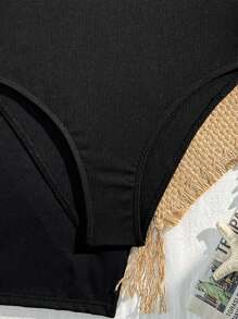 SHEIN 1pc Cute Teenage Girls One-Piece Swimsuit, Girls' One-Piece Sports Swimwear, Teen Girl One-Piece Beach Pants Swimsuit Summer Holiday