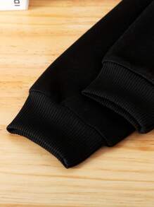 Bộ 2 món/Bộ áo hoodie dày in chữ và quần dài thời trang cho bé gái mùa thu/đông - màu đen - Xem 8