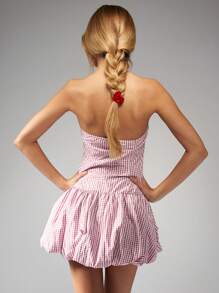 MISSGUIDED Robe mini à volants à carreaux, bretelles spaghetti, style doux, taille froncée, pour l'été, le printemps, les fêtes, les pique-niques, le thé, Noël - Rouge foncé - Voir 2