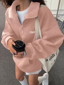 DAZY 拼色立领保暖内衬宽松女式运动衫