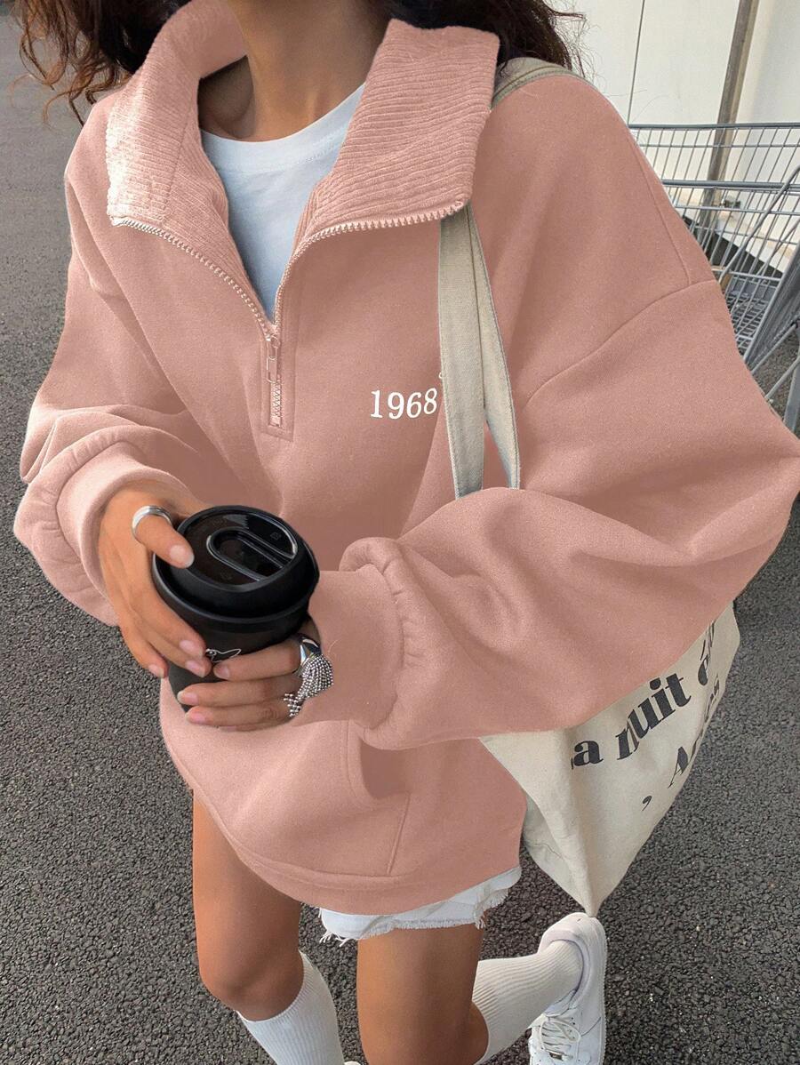 DAZY 拼色立领保暖内衬宽松女式运动衫