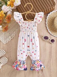 SHEIN 女婴可爱碎花无袖连体衣，夏季