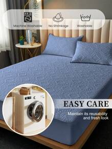 1件床裙，床上用品，床垫保护罩，床罩，床笠，舒适家纺，透气防起球床垫保护罩，超声波压花床罩，家居装饰，卧室/宿舍床罩，适用于所有床尺寸 - 单人床、双人床、大号床、特大号床，四季皆宜，可机洗，防尘床罩，不含枕头和枕套，秋季装饰，房间装饰，返校季 - 藍色 - 查看 8