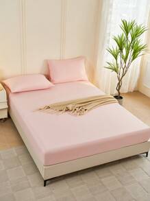 1 件纯色浅粉色床笠、床垫保护套、床垫罩、床单，柔软透气，适合所有尺寸的床 - 单人床、双人床、特大号床、大号床单，深口袋最大可达 11.8 英寸家纺