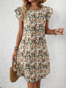 EMERY ROSE 女士圆领全花卉印花休闲中长连衣裙 - 彩色 - 查看 6