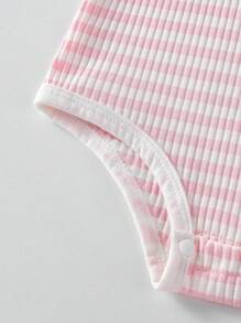 Souflis Souflis 女婴罗纹针织 Polo 领连体衣 2-5T 夏季新款舒适罗纹连体衣 - 粉色 - 查看 7