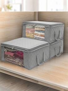 3 piezas Bolsas/Cajas de almacenamiento grandes, organizador de armario plegable con asa, tela gruesa, apto para ropa, mantas, edredones, sábanas, almohadas y juguetes, ahorrador de espacio a prueba de polillas; decoraciones Decoración de festival Decoración de habitación Decoración del hogar Decoración del dormitorio