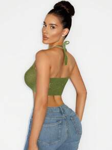 Zolique 女士露背挂脖镂空针织上衣