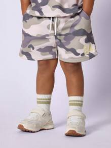 SUMWON Brooklyn Boys Camo Print Two-Piece Set Sporty Athletic Summer Casual Outfit Young Kids Streetwear Jersey Shorts Matching Set Cool Urban Squad Number Jersey - Multicolor - View 4
