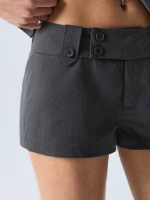 LYSMO Women's Basic Design Fitted Straight-Leg Commuter Shorts - Grey - View 5