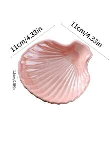 1pc Pearl Pink Shell Shape Jewelry Small Tray ,Ceramic Material Storage ,Small Plate, Necklace Container Ceramic Ring Holder, Display Tray,Desktop Tray ,Trinket Dish Key Ceramics Earring PlateBedroom Dresser Decoration, Gift For Valentine's Day,Wedding Decor - Pink - View 3