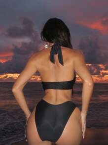 Swim SXY Traje de baño de una pieza sexy con acabado metálico asimétrico para mujeres, ideal para vacaciones de primavera en la playa, fiestas en la piscina, verano