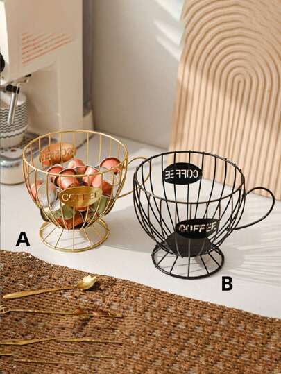 1pc Nordic Style Gold Coffee Capsule Storage Rack, Light Luxury Home Snack Organizer, Cafe Bar Display Shelf