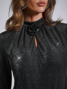 COSMINA Áo cánh thời trang đơn giản thường ngày cho nữ mặc hàng ngày - màu đen - Xem 7