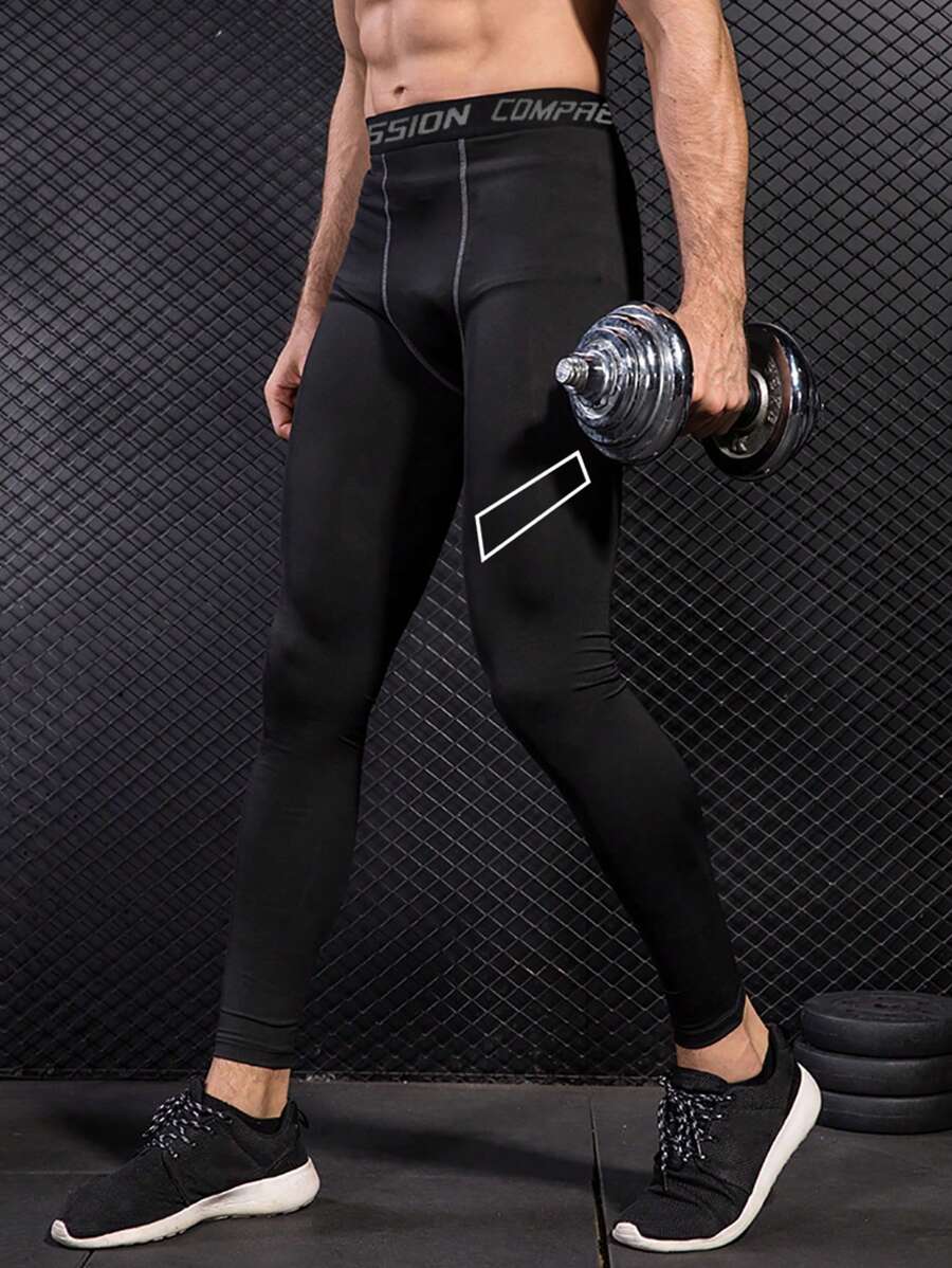 Gym Rark Leggings activos ajustados de hombre con impresión de letras de estilo casual - Negro - Ver 1