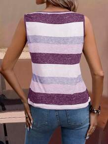 EMERY ROSE Holiday Casual Color Block Striped Tank Top Graphic Tees Women Tops