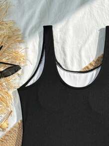 SHEIN 1pc Cute Teenage Girls One-Piece Swimsuit, Girls' One-Piece Sports Swimwear, Teen Girl One-Piece Beach Pants Swimsuit Summer Holiday