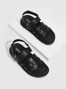 HighSole Sandálias Planas de Sola Dupla e Grossa Preta da Moda para Mulheres, para Primavera e Férias de Verão, Promoção de Verão, Natal, Ano Novo, Outono