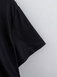 SHEIN Tween Boy Funny Cartoon French Fries Pattern Round Neck Short Sleeve Long Pants Loose And Comfortable Home Clothes Pajama Set Two-Piece Set - Black - View 6