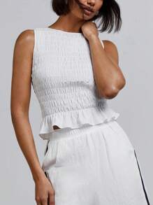 Athîral Women Linen Look Casual Side Stripe Sporty Shorts, Everyday Wear,Back To School Girls Outfits,Cute Tops School,White Top