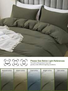 2/3件套床上用品，纯色床品，温馨房间装饰，柔软抗起球，透气防尘被套套装，1件被套+1/2件枕套，适用于单人床、双人床、大号床、特大号床、加州特大号床，适用于卧室、客房、宿舍，四季皆宜，可机洗，适合返校季、秋季装饰、房间装饰