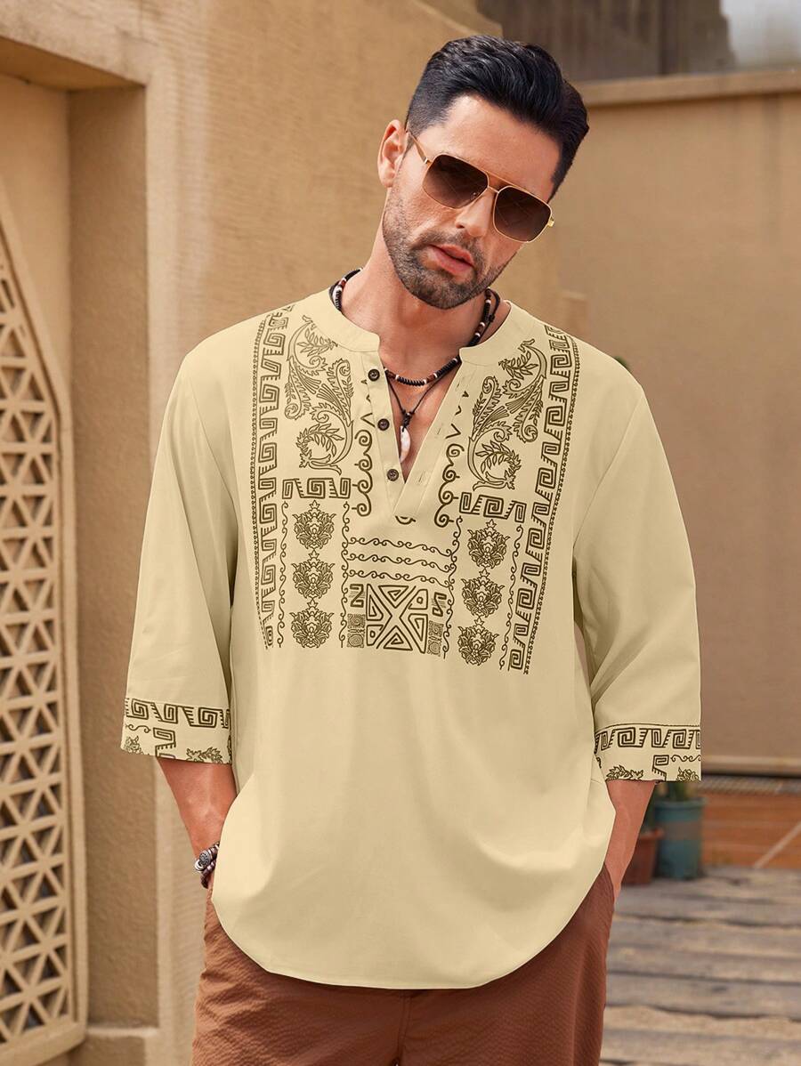 Manfinity RSRT Men's Simple Fashion Casual Long Sleeve Shirt, Everyday Wear