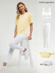 GLOWMODE Modal Oversized Everymode Tee Daily Casual  Compression Shirt - French Vanilla - View 6