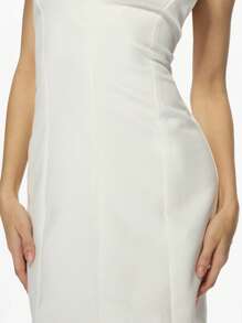 MISSGUIDED 量身定制吊带衫迷你连衣裙下垂V领优雅合身派对晚间俱乐部夜间外出无袖鸡尾酒夏季春季