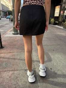 SHEIN EZwear Women's Black Casual Straight A-Line Mini Skirt