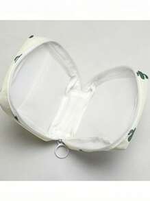 仙人掌设计女性护理袋防水旅行收纳袋可重复使用拉链袋洗漱包小巧隐蔽携带防臭 - 白色 - 查看 4