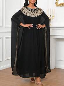 SHEIN Lady Simple Spring & Summer Vacation Dress For Women, Elegant Ladies Long Dress For Summer - Black - View 5