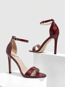 CUCCOO SZL Peep Toe Stiletto Burgundy Hoge Hak Strass Transparante Muiltjes, Sexy Ademende Zomer Dames Hoge Hak Sandalen