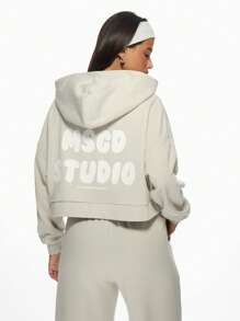 MISSGUIDED Oversized Zip Up Active Hoodie Studio Performance Fitness Workout Sweatshirt Athletic Athleisure Loungewear Gym Fall Winter Sports