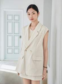 DAZY Women's Loose Vest And Mini Skirt 2pcs Set Linen