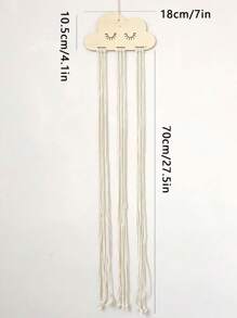 1 pieza Soporte colgante con forma de nube para almacenar horquillas, lazos, diademas y accesorios, estilo pastoril, soporte de horquillas de cuerda trenzada DIY en beige para decoración del hogar