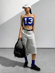 StreetHx 女士数字印花街头风格抹胸上衣，夏季