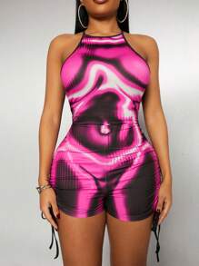 SHEIN SXY 性感休闲紧身印花连体裤，日常/派对/节日装，春/夏 - 彩色 - 查看 7