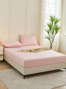 1 件纯色浅粉色床笠、床垫保护套、床垫罩、床单，柔软透气，适合所有尺寸的床 - 单人床、双人床、特大号床、大号床单，深口袋最大可达 11.8 英寸家纺