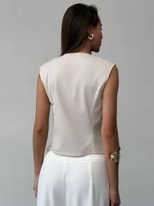 Aloruh 女士纯色无袖 V 领休闲西装外套