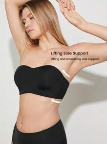 LUVLETTE Woman Lingerie Black Strapless Push-Up Underwire T-Shirt Bra Tops Corset Half Bra