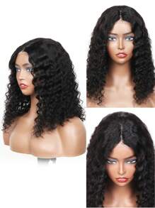 Deep Wave Glueless 6x4 Ready To Go Wear Lace Closure Wig Pre Plucked Deep Curly Transparent Human Hair Wigs Pre Cut No Lace - Natural Black - View 4