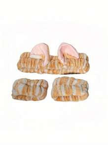 3pcs Multi-Functional Leopard Striped Cat Ear Headband, Waterproof Wristband For Washing Face And Makeup Home Bathroom Decor Summer - Multicolor - View 2