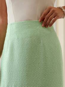 ZEYLAH Women's Elegant Commuter Floral Mesh & Sequin Embellished Skirt - Green - View 2