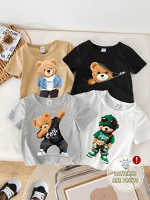 SHEIN Leap Crew 男婴休闲简约短袖圆领上衣，适合夏季 - 彩色 - 查看 1