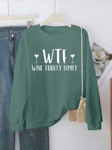 INAWLY 女士休闲简约时尚套头衫，适合秋季日常穿着 - 薄荷綠 - 查看 1