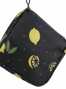 1pc Lemon Pattern Sanitary Napkin Storage Bag, Modernist Portable Sanitary Pad Pouch Period Kit Storage Bag For Home For Travel Storage Bag,Makeup Bag,Cosmetic Bag For Lipstick, Brush, Skincare, Mobile Phone, Coin, Small Items,Vacation Organizer,Spring,Multifunctional Use - Black - View 4