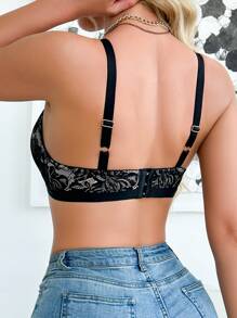 Moonlight&Mama Pregnant Women Wireless Lace Floral Nursing Lingerie Bra, Black - Black - View 2