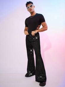 FeverCity 男式水钻口袋简约宽松长款休闲裤 - 彩色 - 查看 2