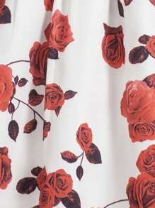 女童花卉印花无袖吊带连衣裙，夏季 - 紅色 - 查看 5