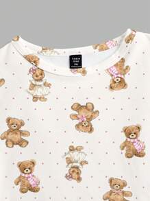 SHEIN EZwear Casual Minimalist All-Over Print Plus Size Short T-Shirt - Multicolor - View 5